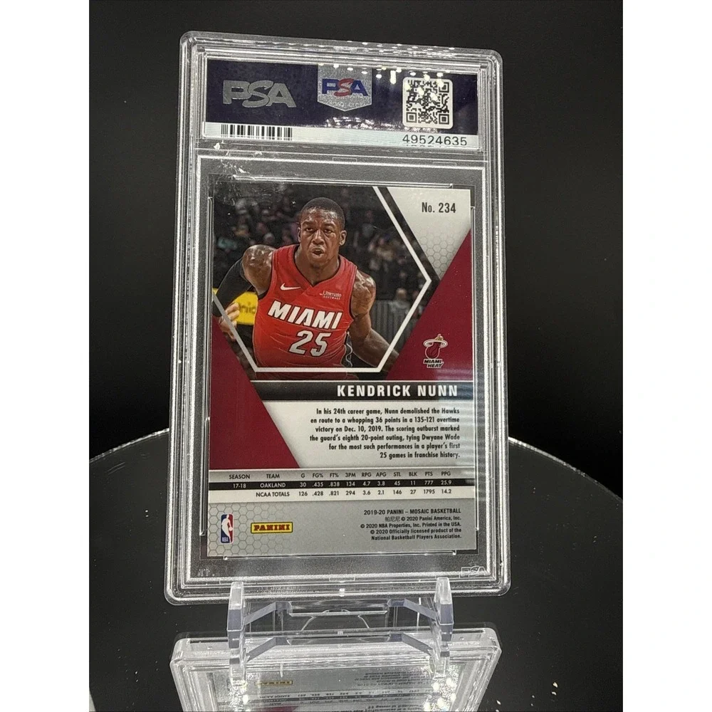 2019-20 Panini Mosaic Kendrick Nunn RC Rookie #234 PSA 9 MINT HEAT